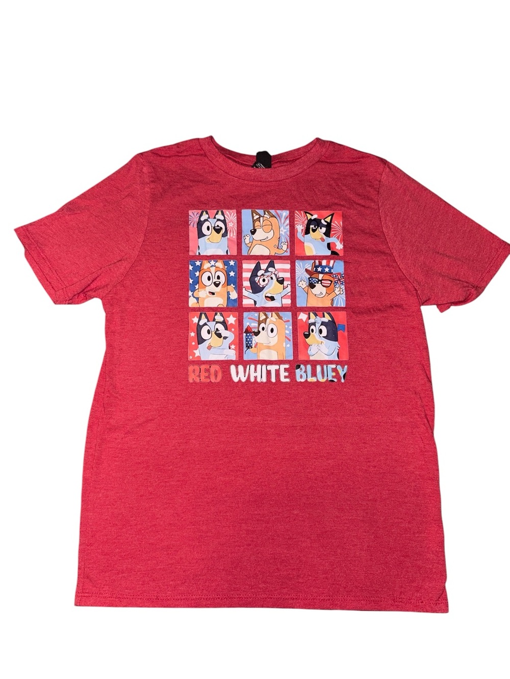 Custom Made Kids Red Graphic Fourth Of July Tee - 'Red White Bluey'
